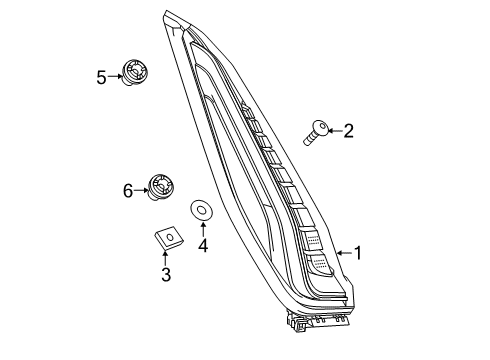 2022 Cadillac XT4 Tail Lamps Tail Lamp Shim Diagram for 84399431