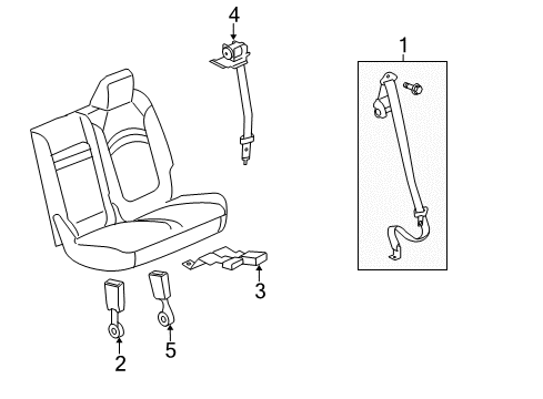 2009 Chevrolet Traverse Seat Belt Belt Kit, Driver Seat (Buckle Side) *Dark Titanium *Titanium Diagram for 19181946