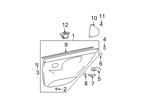 2001 Hyundai Sonata Rear Door Cover Assembly-Rear Door Delta Inner, RH Diagram for 83920-38000