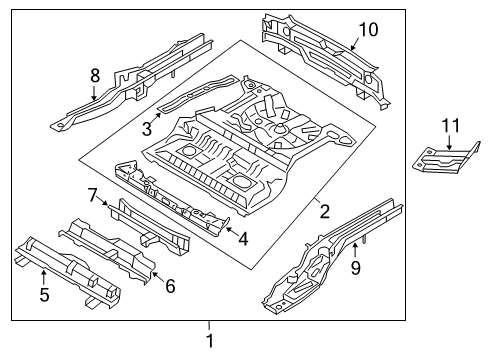 2007 Kia Sportage Rear Body & Floor Member Assembly-Rear Floor Diagram for 657101F010