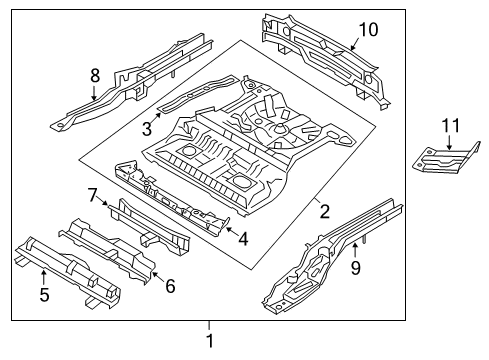 2007 Kia Sportage Rear Body & Floor Panel Complete-Rear Floor Diagram for 655001F010