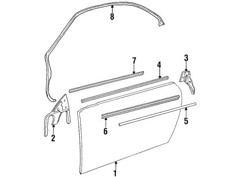 1992 BMW 850i Door & Components, Exterior Trim Moulding Door Front Right Diagram for 51131970238