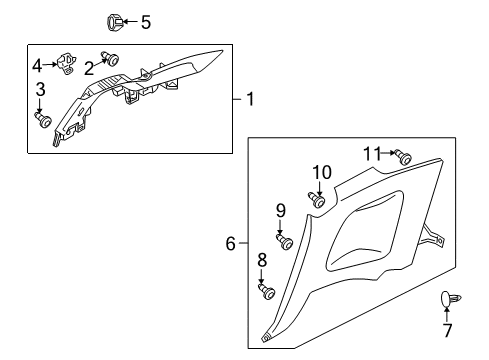 2013 Nissan GT-R Interior Trim - Quarter Panels Finisher-Rear Side, LH Diagram for 76901-JF30A