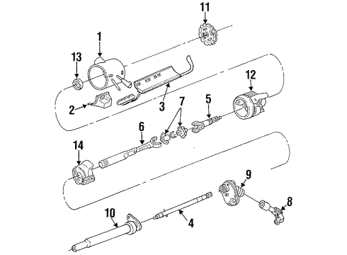 1984 Chrysler Executive Sedan Steering Column Housing & Components, Shaft & Internal Components, Shroud, Switches & Levers, Lock & Housing Ignition & Steering Column Lock C Diagram for 4054878