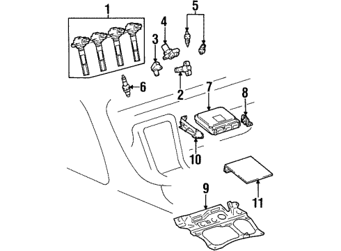 2000 Lexus SC400 Powertrain Control Ignition Coil Assembly Diagram for 90919-02228