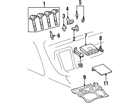 2000 Lexus SC400 Powertrain Control Control Module Cover Diagram for 89279-24040