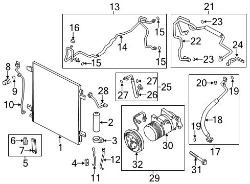 2013 Infiniti QX56 A/C Condenser, Compressor & Lines O-Ring - A/C Diagram for 92473-N823A