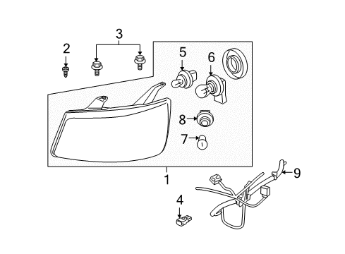 2007 Pontiac Torrent Headlamps Composite Assembly Diagram for 15890727