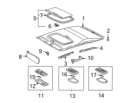 2005 Toyota Matrix Interior Trim - Roof Sunshade Diagram for 63306-02051-B0