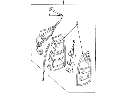 1998 Mercury Tracer Tail Lamps Tail Lamp Assembly Diagram for F7KZ13404AG