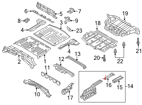 2015 Nissan Leaf Rear Body - Floor & Rails Bracket Assembly-Battery Mounting, Rear RH Diagram for 740D0-3NF0A