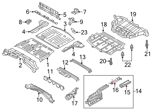 2011 Nissan Leaf Rear Body - Floor & Rails Member Side Rear R Diagram for 75510-3NA0A