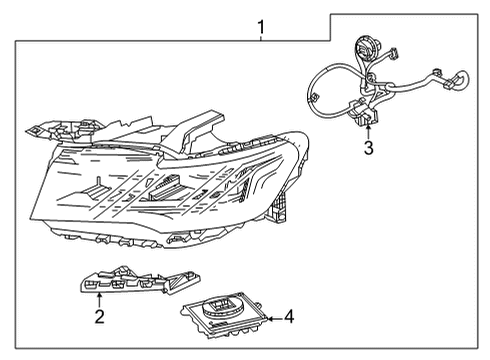 2021 Cadillac Escalade ESV Headlamp Components Composite Assembly Diagram for 84950149