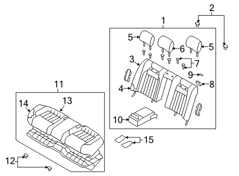 2009 Hyundai Genesis Rear Seat Components Frame & Pad Assembly-Rear Seat Cushion Diagram for 89150-3M000