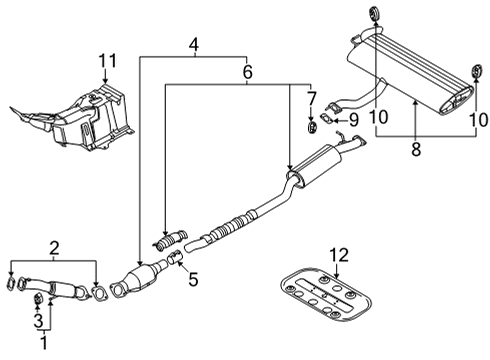 2022 Kia Seltos Exhaust Components Center Muffler Assembly Diagram for 28650Q5150