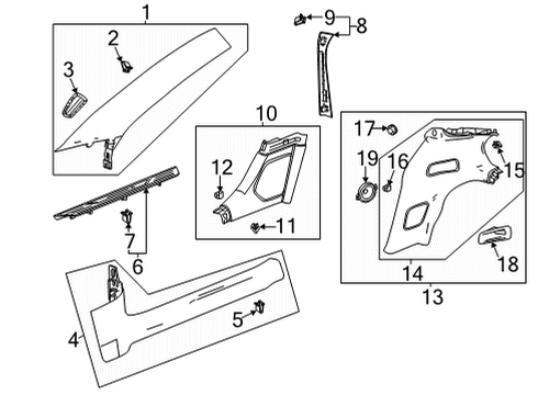 2020 Chevrolet Corvette Interior Trim - Pillars Lock Pillar Trim Diagram for 84507948