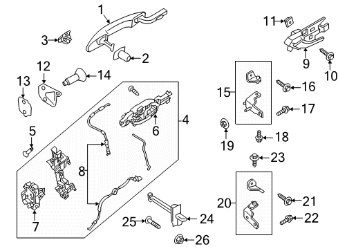 2022 Lincoln Corsair Lock & Hardware Lock Cylinder Assembly Diagram for JX7Z-5821991-A