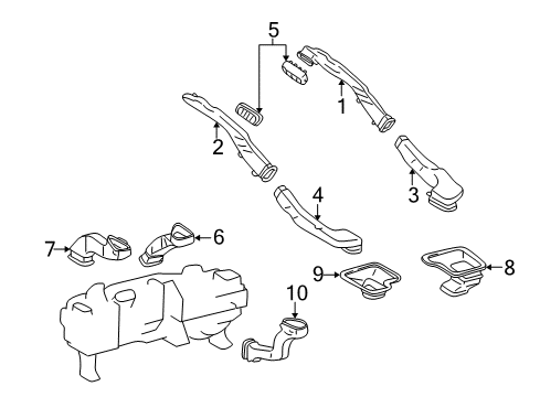 2006 Lexus LS430 Ducts Register, Roof Side Air Outlet Diagram for 62985-50070-B0