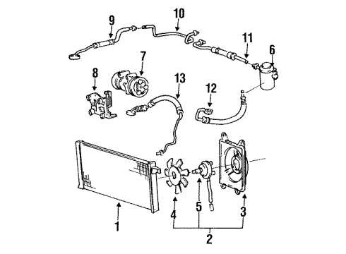 1993 Hyundai Excel A/C Compressor Compressor Assembly Diagram for 97701-24A12