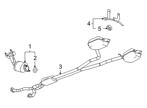 2005 Cadillac SRX Exhaust Components Exhaust Muffler Assembly (W/ Resonator, Exhaust & Tail Pip*Code 0901 Diagram for 15290901