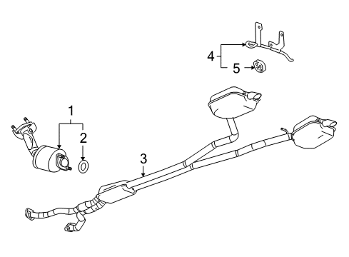 2009 Cadillac SRX Exhaust Components Muffler & Pipe Diagram for 15832125