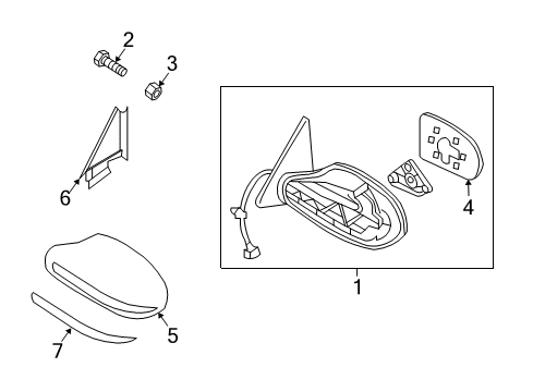 2012 Nissan Altima Outside Mirrors Glass-Mirror, LH Diagram for 96302-JB17E