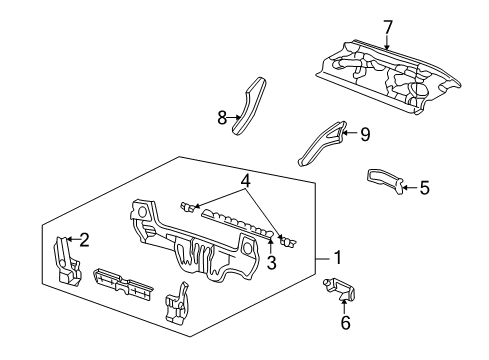 1999 Honda Civic Rear Body Stiffener, L. RR. Panel Side Diagram for 66154-S02-A00ZZ