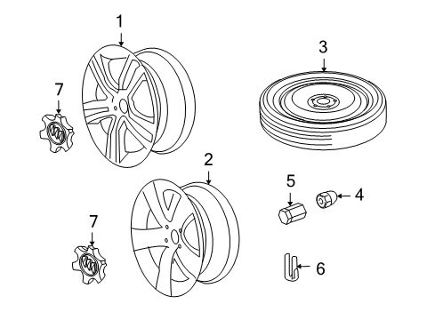 2009 Pontiac G8 Wheels, Covers & Trim Wheel Nut Cap Diagram for 92243850