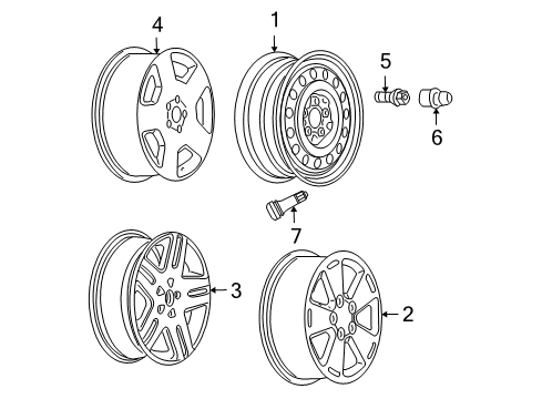 2007 Chevrolet Impala Wheels Wheel Rim-18X7.0 Aluminum 52Mm Outside 115Mm Bellcrank *Polished Diagram for 9595804