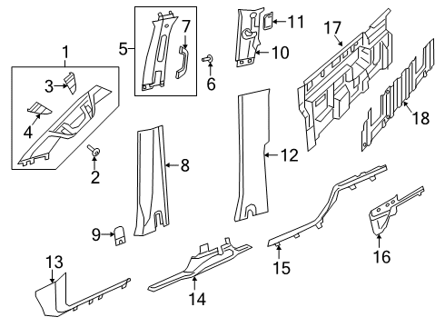 2022 Ram 1500 Interior Trim - Cab Panel-C Pillar Diagram for 6BN38TX7AB