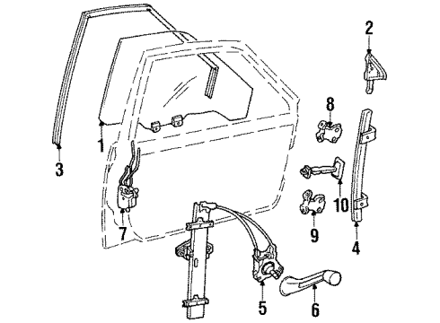 1986 Honda Civic Front Door - Glass & Hardware Handle Assembly, Left Front Door (Outer) Diagram for 75620-SB6-023