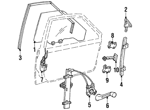 1986 Honda Civic Front Door - Glass & Hardware Checker, Front Door Diagram for 75750-SB6-003