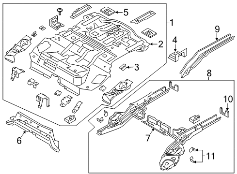 2016 Ford Focus Rear Body - Floor & Rails Rear Floor Pan Diagram for G1FZ-5811215-B