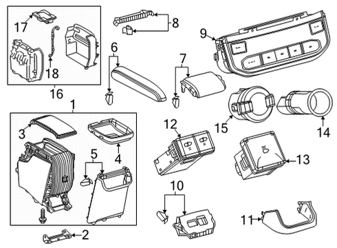 2020 Toyota Highlander Center Console Heater & AC Control Diagram for 55900-0E680