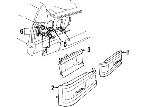 1987 Cadillac Allante Tail Lamps Lamp Asm - Rear Combination RH Silencer Diagram for 5974994
