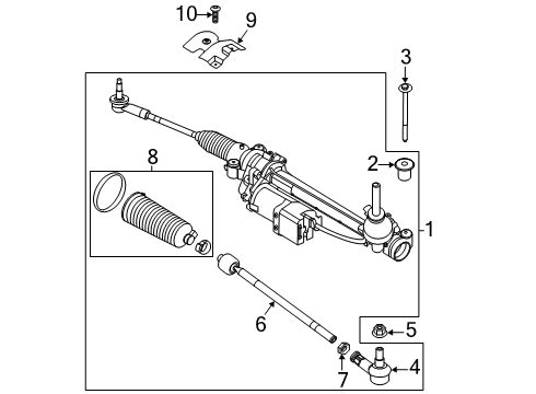 2021 Ford Transit-350 HD Steering Column & Wheel, Steering Gear & Linkage Inner Tie Rod Diagram for KK2Z-3280-C