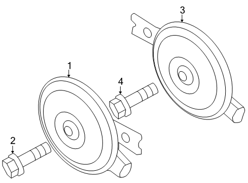 2011 Hyundai Genesis Coupe Horn Bolt-Washer Assembly Diagram for 11254-06186-B