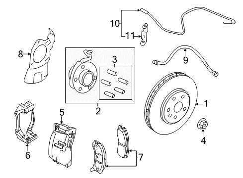 2011 Cadillac CTS Front Brakes Splash Shield Diagram for 25949374