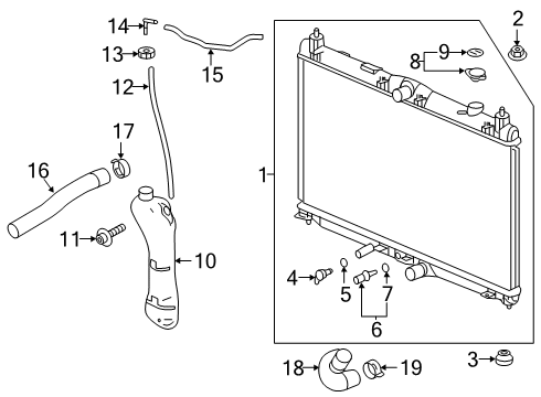 2022 Honda Insight Radiator & Components Radiator Complete Diagram for 19010-6L2-A21