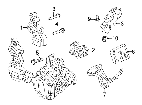 2012 Ram 1500 Engine & Trans Mounting Bracket-Engine Mount Diagram for 68083017AF