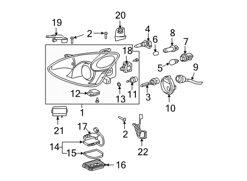 2005 Lexus RX330 Headlamps Cover, Head Lamp Diagram for 90075-68003