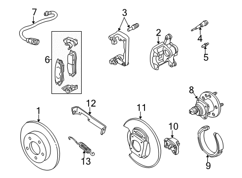 2005 Pontiac Grand Am Brake Components Shoe Kit, Rear Brake Diagram for 19152644