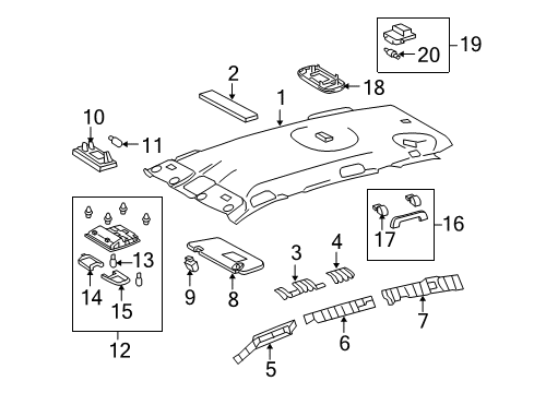 2009 Toyota RAV4 Interior Trim - Roof Headliner Support Bracket Diagram for 63364-0R010