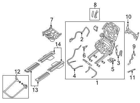 2019 Infiniti QX60 Second Row Seats Cover Slide Rail Diagram for 88545-3JA2A