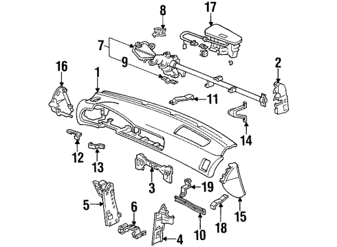 1995 Honda Accord Cluster & Switches, Instrument Panel Stay Assy., Pedal Diagram for 46597-SV4-A01