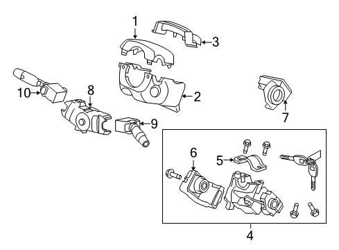 2010 Honda Pilot Switches Lock Assy., Steering Diagram for 06351-SZA-A01