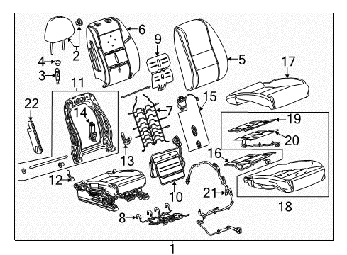 2020 Chevrolet Impala Passenger Seat Components Seat Back Frame Bracket Diagram for 22761967