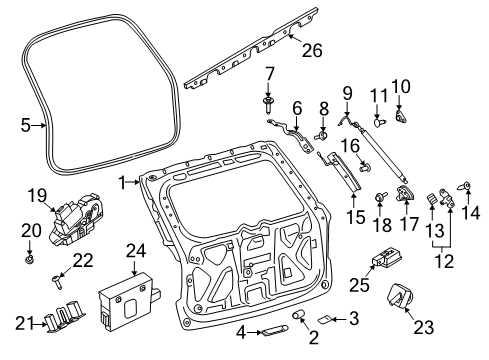 2020 Lincoln Aviator Lift Gate Striker Plate Bolt Diagram for -W718706-S450B