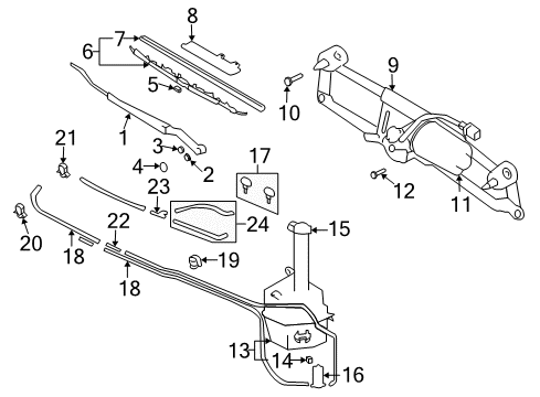 2003 Hyundai Tiburon Wiper & Washer Components Link Assembly-Windshield Wiper Diagram for 98120-2C000