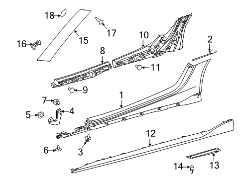 2021 Toyota GR Supra Exterior Trim - Pillars Pillar Molding Diagram for 75755-WAA01